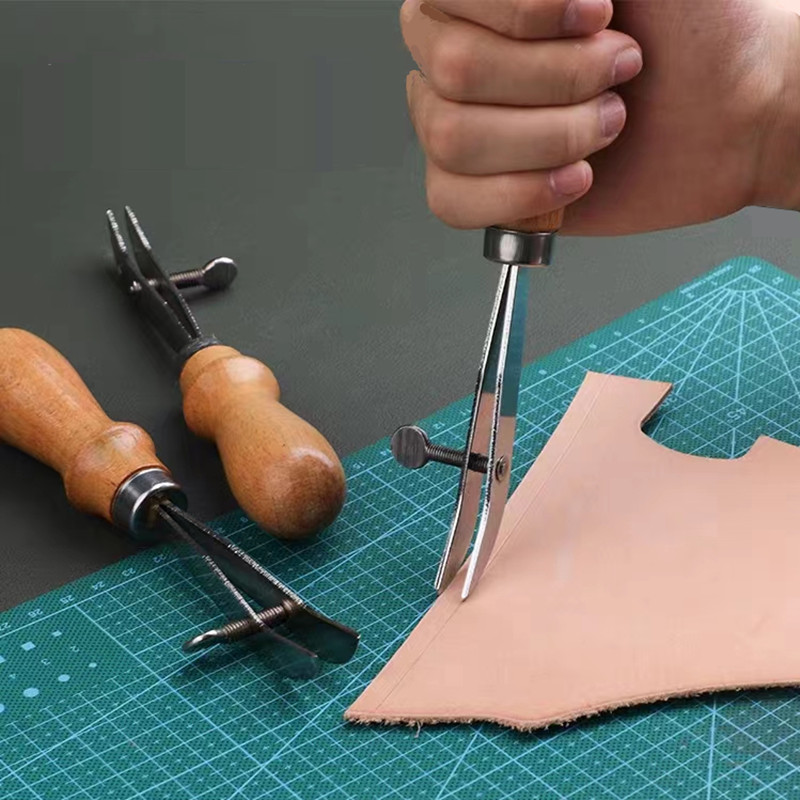 Groover Stitching Tool - Alat kerajinan garis penekan kayu Crimping