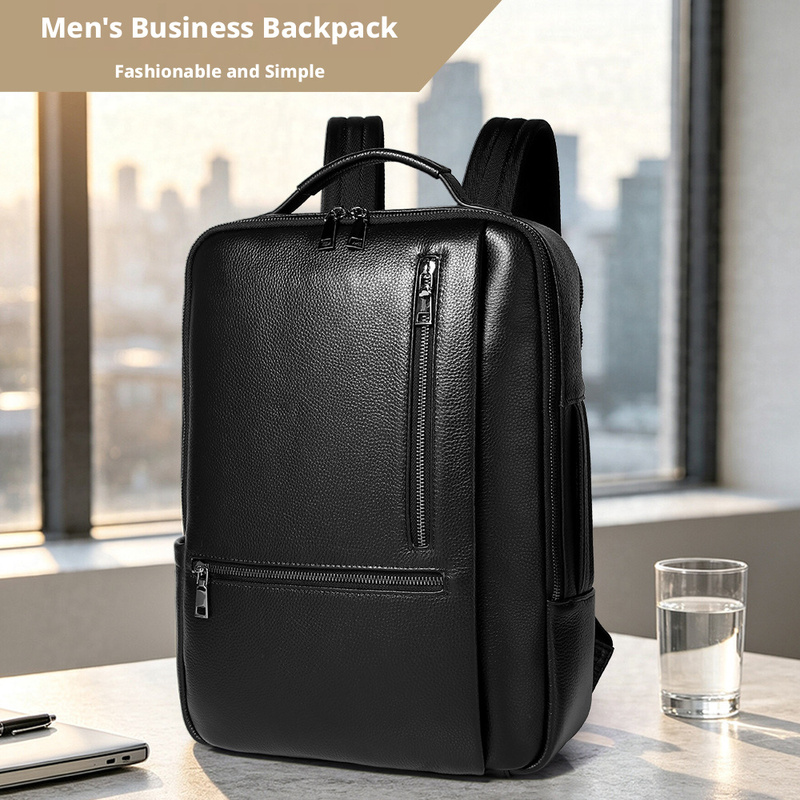 Leather Work Rucksack Mens - Ransel Laptop Kulit Asli Warna Hitam