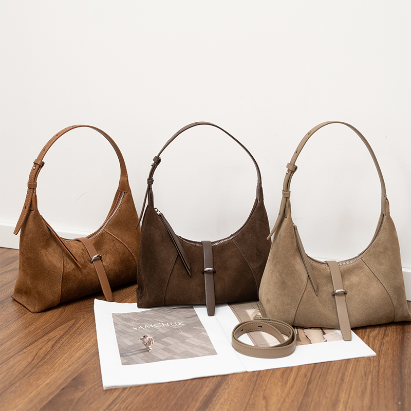 Leatherwork Designs - Tas selempang wanita berbahan suede, bergaya