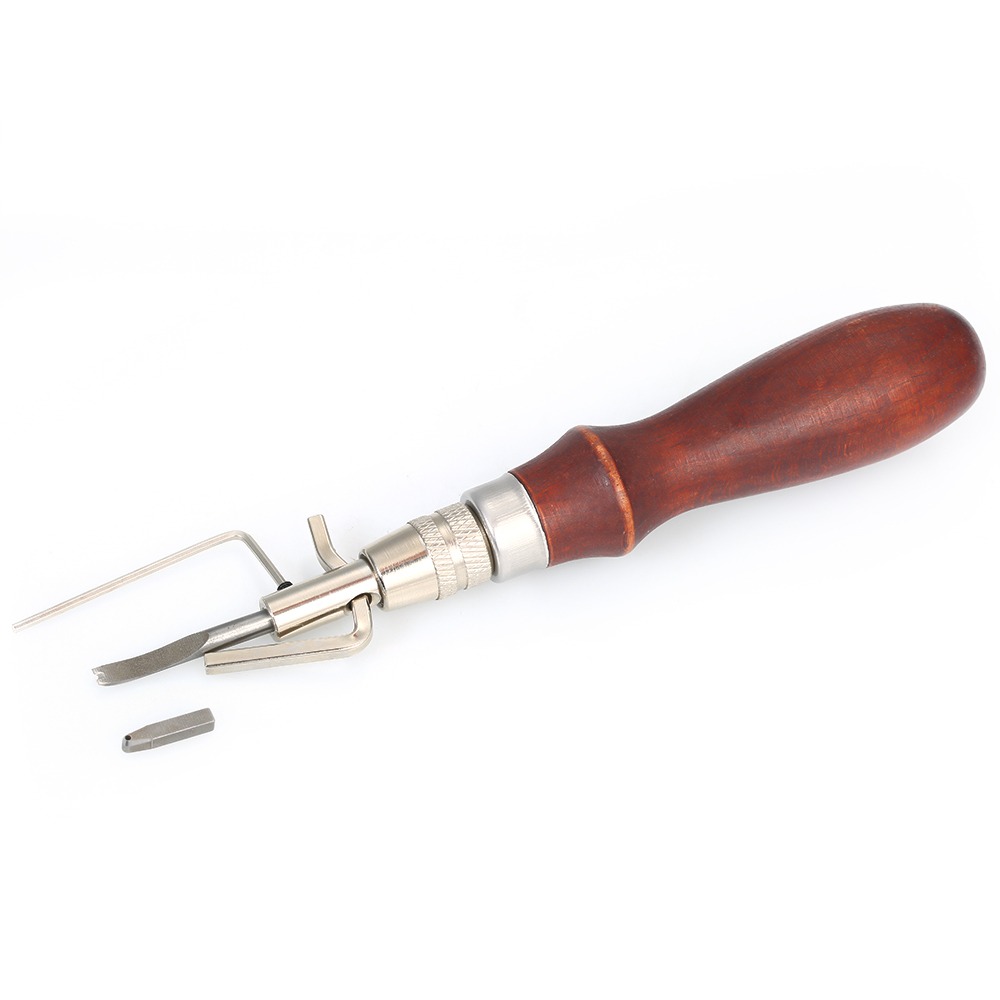 Groover Stitching Tool - Alat Pemotong Kulit dengan Gagang Kayu