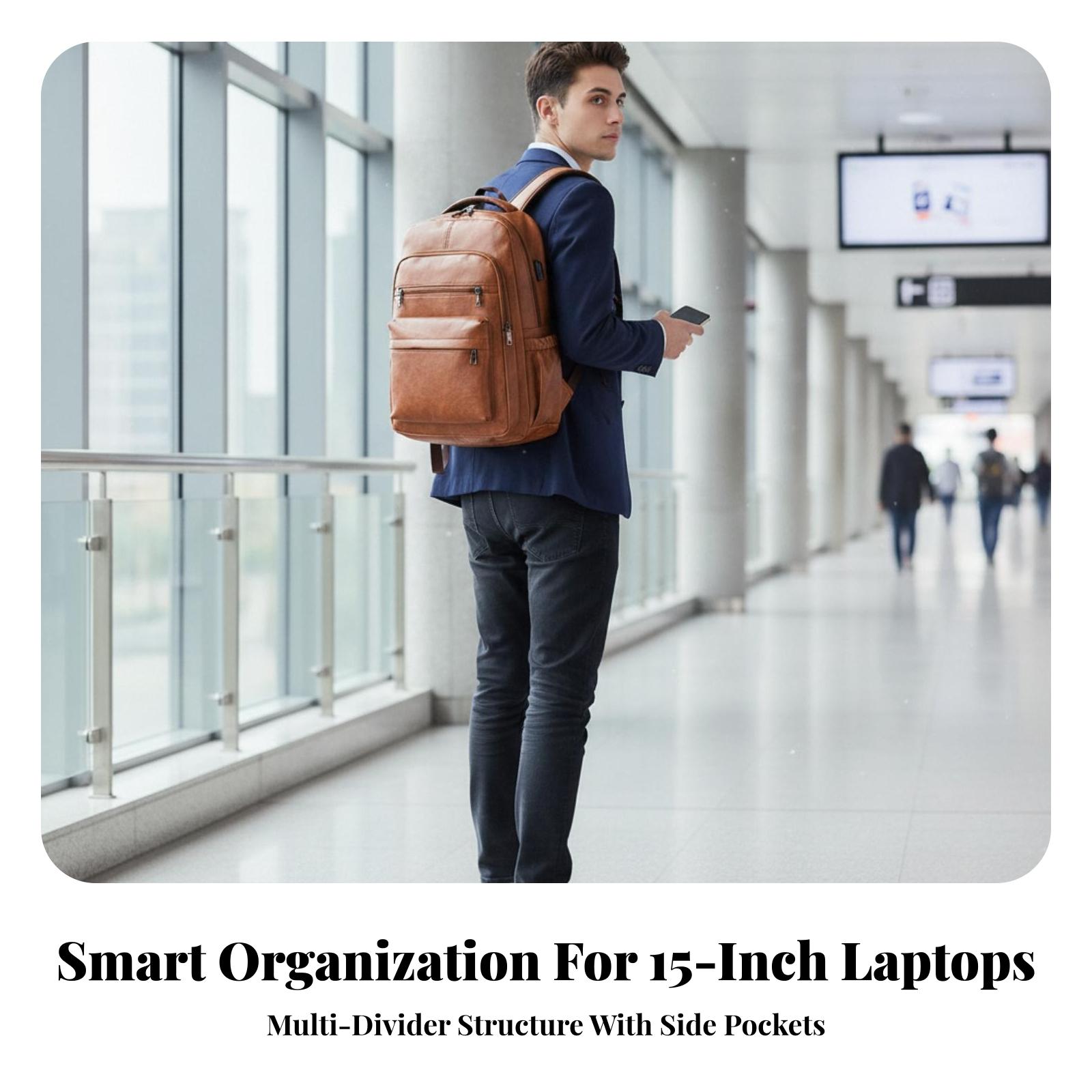 Leather Work Rucksack Mens - Ransel Pria Tahan Air dengan Kompartemen