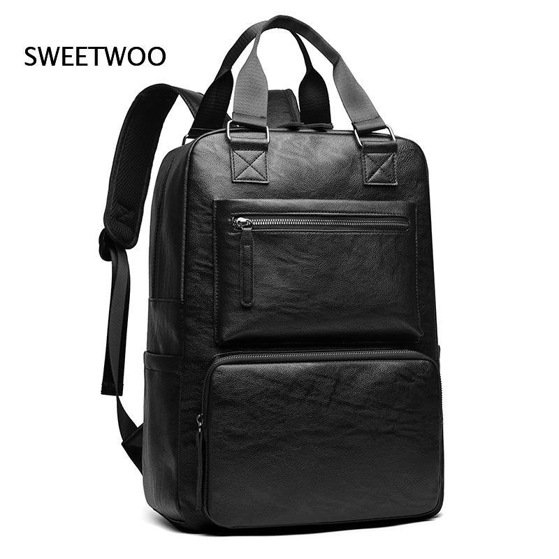 Ransel Laptop Kulit Imitasi Pr - Leather Work Rucksack Mens ulasan dan harga