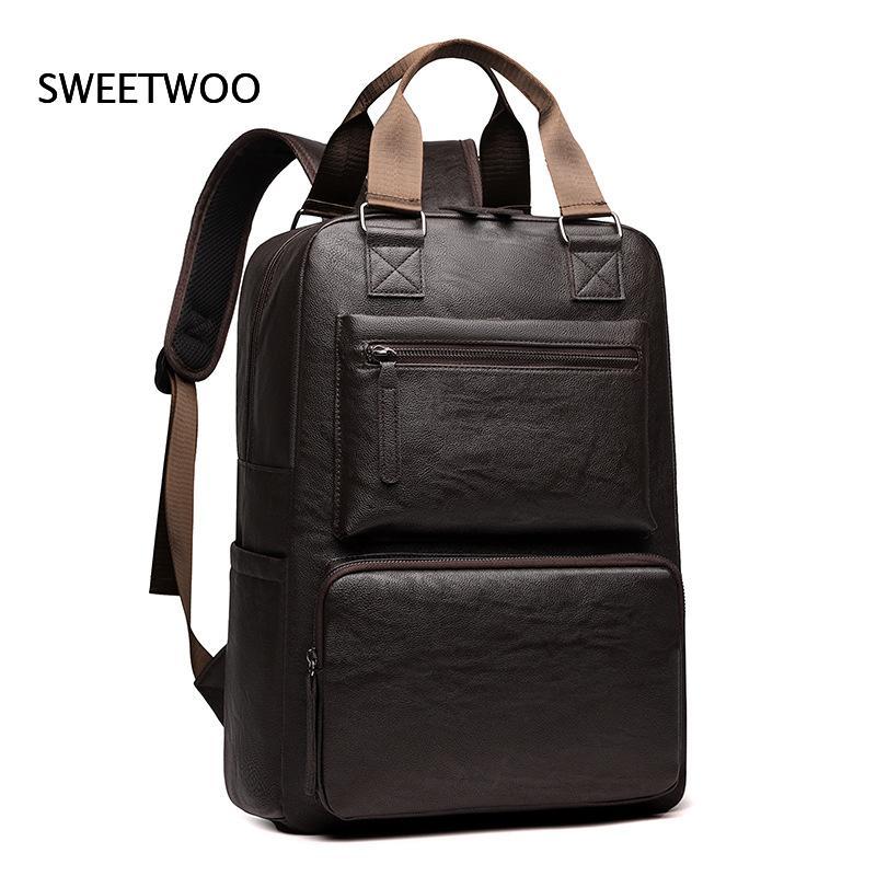 Ransel Laptop Kulit Imitasi Pr - Leather Work Rucksack Mens ulasan dan harga