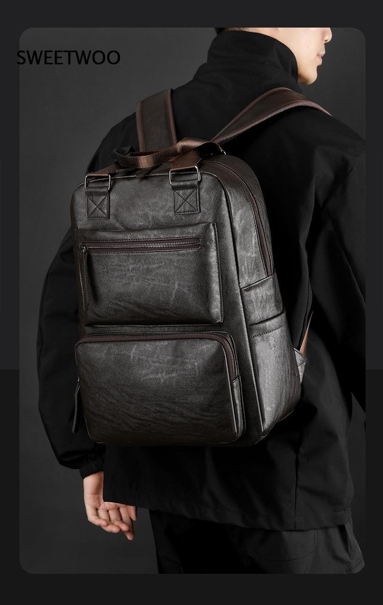 Ransel Laptop Kulit Imitasi Pr - Leather Work Rucksack Mens ulasan dan harga
