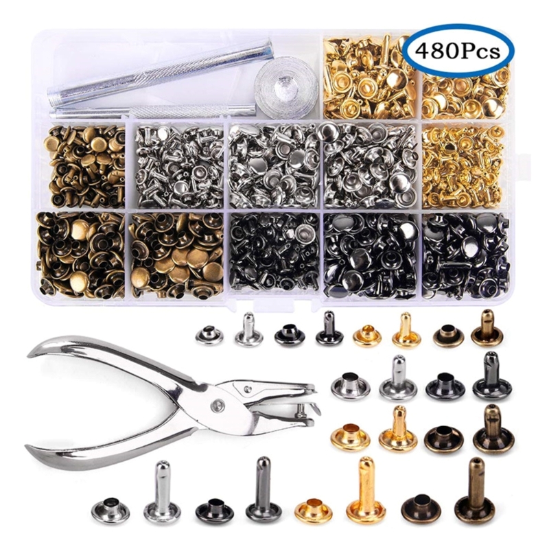 180set paku keling kulit 6mm/8 - Rivet Setter Tool ulasan dan harga